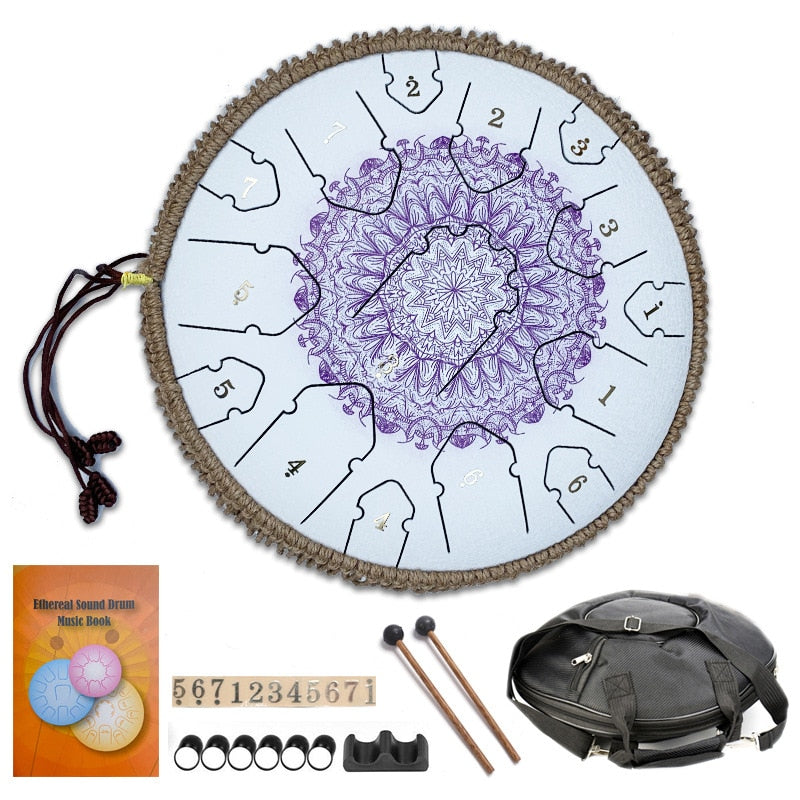13 Inch Steel Tongue Drum, 15 notes – Life Changing Energy