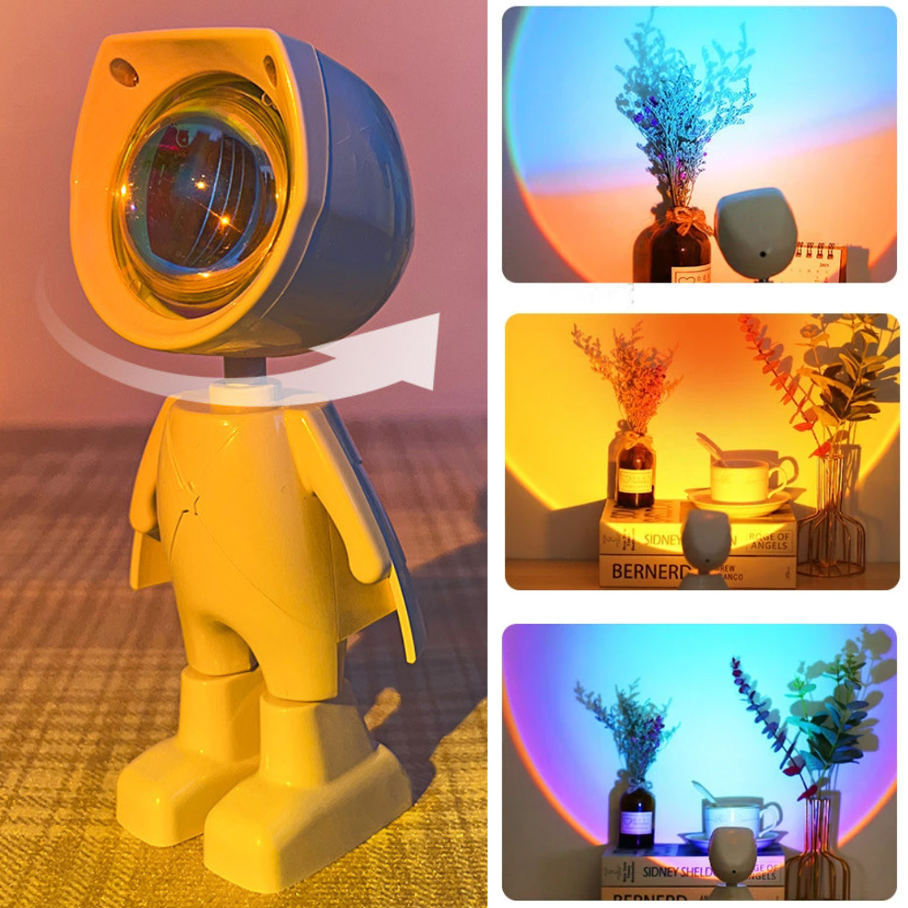 Romantic Astronaut Robot Sunset Lamp Projector Multi Color Sunset