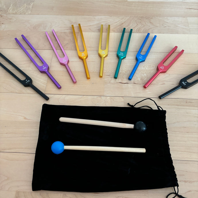 9pcs Solfeggio Tuning Fork Set + FREE Pouch and Mallet