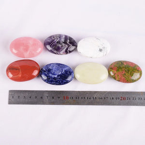 7pcs 6x4cm Oval Natural Crystal Palm Stone