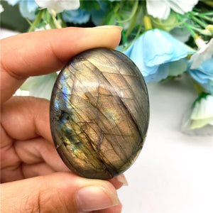 1pc Natural Labradorite Crystal Oval Palm Stone