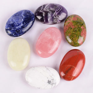 7pcs 6x4cm Oval Natural Crystal Palm Stone