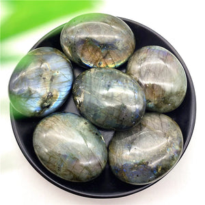 1pc Natural Labradorite Crystal Oval Palm Stone