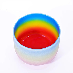 12 Inch Rainbow Ombre Colored Quartz Crystal Singing Bowl with free mallet - 1pc only