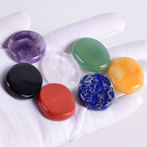 7pcs Flat Natural Crystal Palm Stone