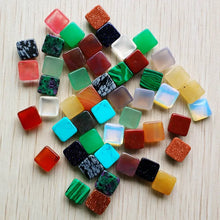 Load image into Gallery viewer, 50pcs 10mm Assorted Natural Stone Crystal, Mixed Square-shape Cabochon