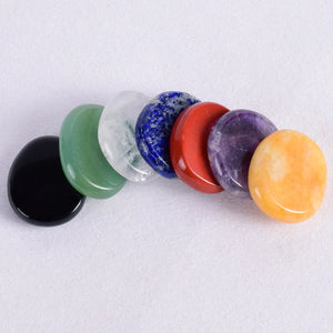 7pcs Flat Natural Crystal Palm Stone