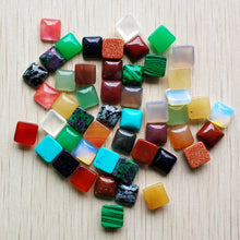 Load image into Gallery viewer, 50pcs 10mm Assorted Natural Stone Crystal, Mixed Square-shape Cabochon