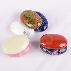 7pcs 6x4cm Oval Natural Crystal Palm Stone