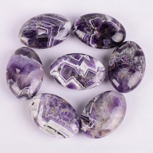 7pcs 6x4cm Oval Natural Crystal Palm Stone