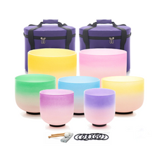 Load image into Gallery viewer, 7-12 Inch Pastel Gradient Set of 7 Crystal Singing Bowls + FREE Carrying Case, Mallet and O-ring