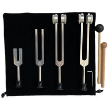 Load image into Gallery viewer, 4 pc Cosmic Balancing Tuning Forks + FREE Bag and Mallets