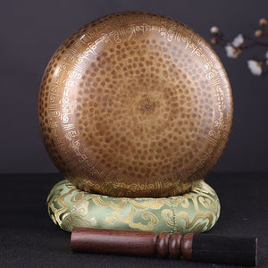 Decorated and Hammered Tibetan Singing Bowl + FREE Mallet and O-ring