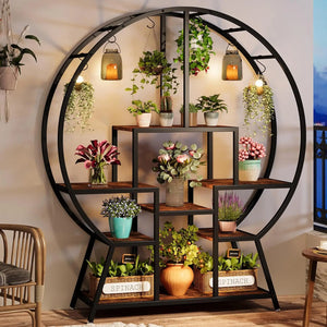 7 Tier Round Multi-layered Instrument Display Shelf with 6 S Hanging Hooks