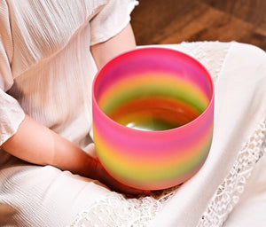 8 Inch Candy Rainbow Colored Quartz Crystal Singing Bowl + FREE Mallet and O-ring