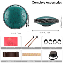 Load image into Gallery viewer, 13 Inch, 15 Notes, C Tone, Solid Color Steel Tongue Drum + FREE Carrying Case