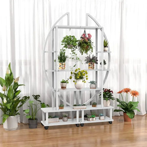 2pc Tiered White Stand Shelf with Detachable Wheels