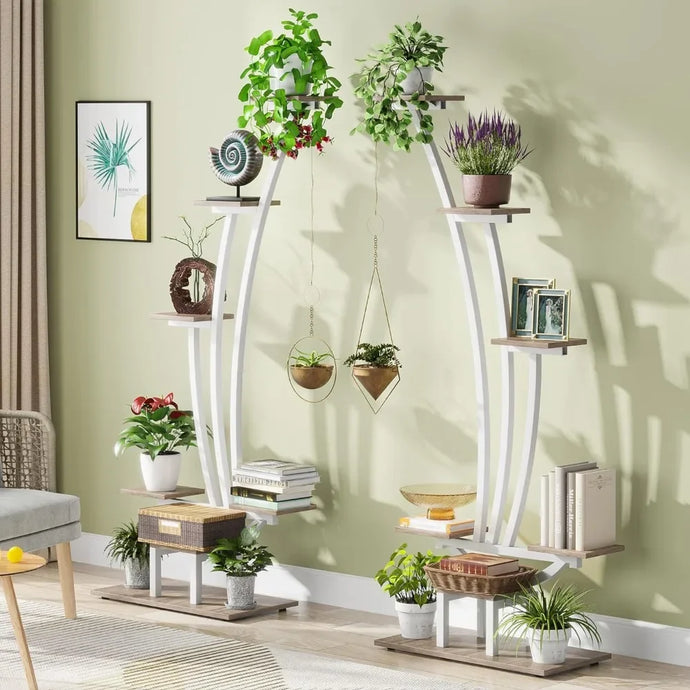 2pcs, 5 Tier Metal Curved Multi-layered Instrument Display Shelf with 2 Hanging Hooks