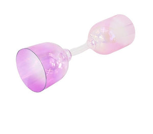 Practitioner Bowls - Handled Singing Bowl, 6-8 Inch Double Head Pink Quartz Crystal + FREE Mallet and Carrying Case