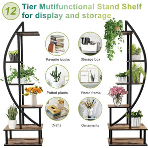 2pcs, 6 Tier Half Moon Shaped Metal Multi-layered Instrument Display Shelf