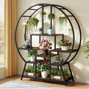 7 Tier Round Multi-layered Instrument Display Shelf with 6 S Hanging Hooks