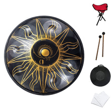 Load image into Gallery viewer, 22 Inch, 9 tone A Hand Drawn Stars Sun God Artist Steel Tongue Drum