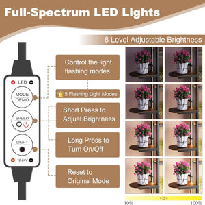 9 Tier Half Moon-Shaped Multi-layered Instrument Display Shelf with LED Light