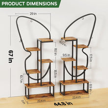 Load image into Gallery viewer, 6 Tier Butterfly-Shaped Multi-layered Instrument Display Shelf with 6 Plant Hooks &amp; 12 Boards