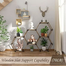 Load image into Gallery viewer, Hexagonal 7 Tier Wooden Multi-layered Instrument Display Shelf