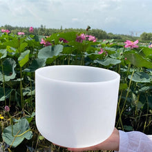 Load image into Gallery viewer, 8 Inch White Frosted Quartz Crystal Singing Bowl 432 hz