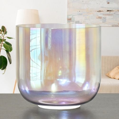 7 Inch Grey Clear Cosmic Quartz Crystal Singing Bowl + B note FREE Bag and Mallet